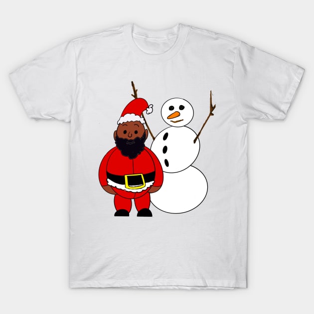 Santa and a Snowman T-Shirt by Stephanie Kennedy 